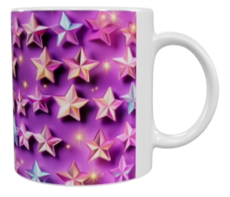Weihnachts-Keramik-Tasse – Bunte Sternenoptik (330 ml)