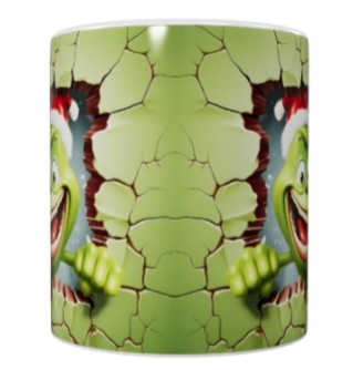 Weihnachts-Keramik-Tasse – Lustiges grünes Motiv (330 ml)