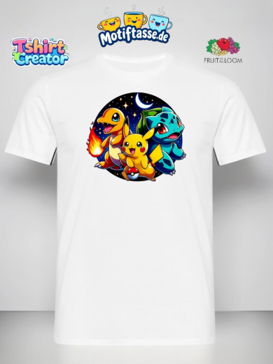Pokémon T-Shirt mit Pikachu, Glumanda & Bisasam