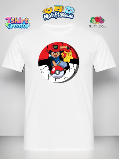 Pokémon T-Shirt mit Trainer & Pikachu im Pokéball-Design