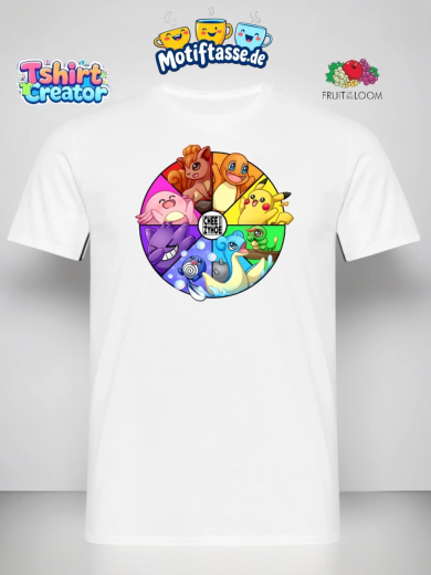 Pokémon Starter-Kreis T-Shirt – Buntes Charakterdesign