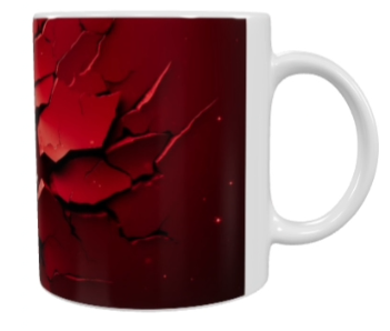 Weihnachts-Keramik-Tasse – Rotes Crack-Design (330 ml)