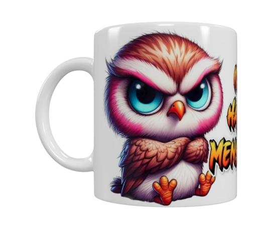 Freche Eulen Keramik-Tasse – „Ich hasse Menschen“ (330 ml)