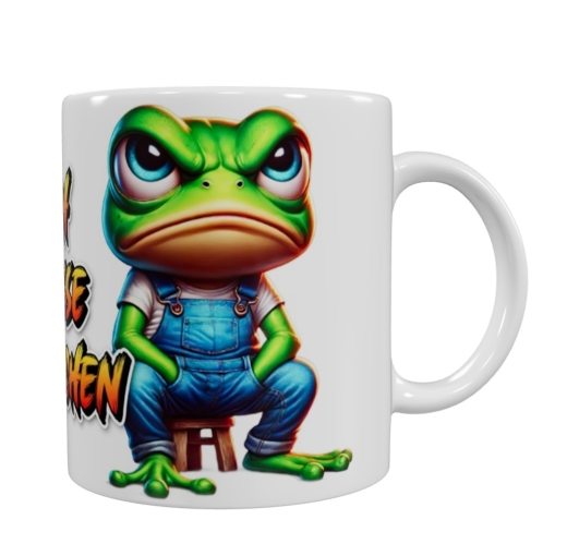 Grimmiger Frosch Keramik-Tasse – „Ich hasse Menschen“ (330 ml)