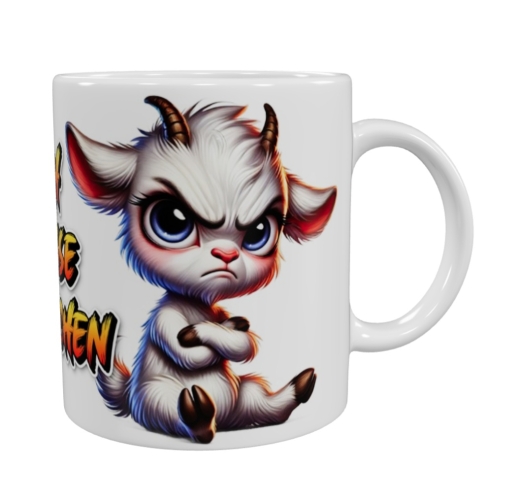 Grimmiges Ziegenbaby – „Ich hasse Menschen“ Keramik-Tasse (330 ml)