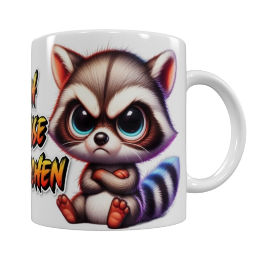 Frecher Waschbär – „Ich hasse Menschen“ Keramik-Tasse (330 ml)