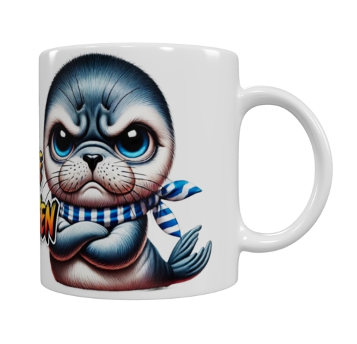 Frecher Seelöwe Keramik-Tasse – „Ich hasse Menschen“ (330 ml)