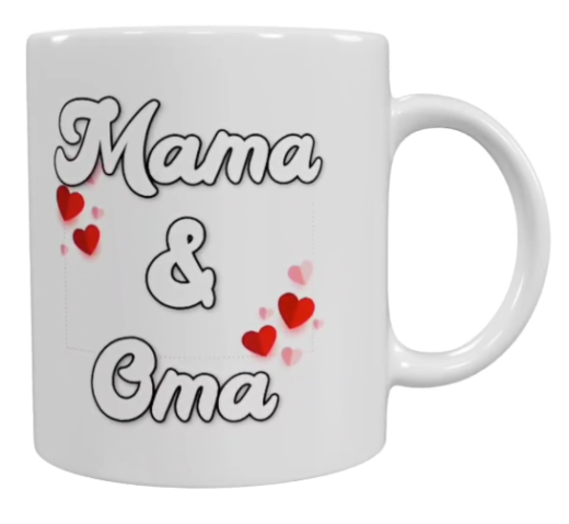 Mama & Oma Keramik-Tasse – „Ich habe 2 Titel“ (330 ml)