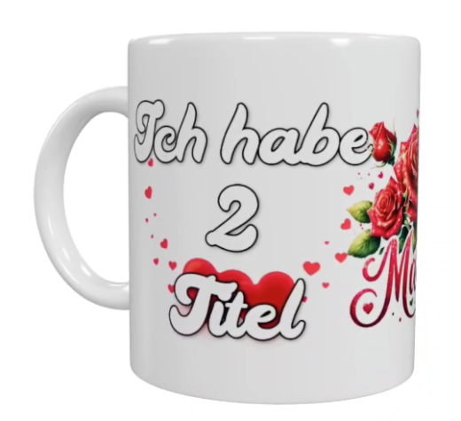 Muttertag Keramik-Tasse „Ich habe 2 Titel – Mama & Oma“ (330 ml)