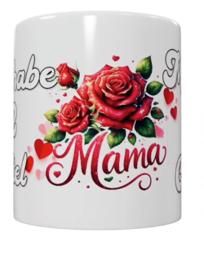 Ich habe 2 Titel – Mama & Oma Keramik-Tasse mit Rosenmotiv (330 ml)