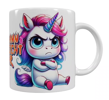 Grimmiges Einhorn Keramik-Tasse – „Ich kann das nicht mehr“ (330 ml)