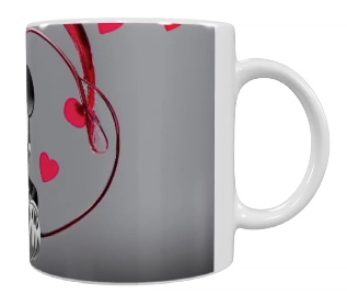 Mickey Mouse Keramik-Tasse – Grau/Rot (330 ml)
