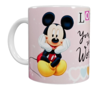 Mickey Mouse Keramik-Tasse – Rosa/Bunt (330 ml)