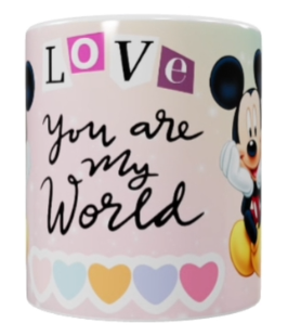 Mickey Mouse Keramik-Tasse – Rosa/Bunt (330 ml)