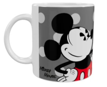 Mickey Mouse Keramik-Tasse – Grau/Weiß (330 ml)