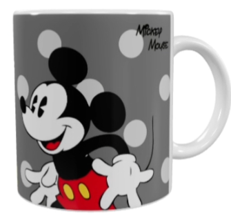 Mickey Mouse Keramik-Tasse – Grau mit Punktemuster (330 ml)