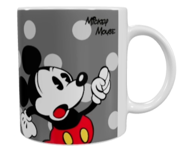 Mickey Mouse Keramik-Tasse – Grau/Rot (330 ml)