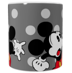 Mickey Mouse Keramik-Tasse – Grau/Rot (330 ml)