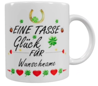 Glückstasse – Keramik (330 ml) mit Wunschnamen