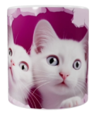 Keramik-Tasse „Cute Cats“ – Rosa (330 ml)