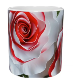 Keramik-Tasse – Rote & Weiße Rosen (330 ml)