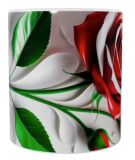 Keramik-Tasse mit Rosen- und Blättermotiv – 330 ml