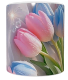 Keramik-Tasse mit zartem Blumenmotiv (330 ml)