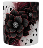 Keramik-Tasse mit Schwarzem & Rotem Blumenmotiv (330 ml)