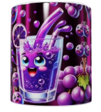 Keramik-Tasse – Süßes Trauben- & Saft-Motiv (330 ml)