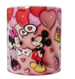 Mickey und Minnie Valentinstag Keramik-Tasse – Rosa (330 ml)
