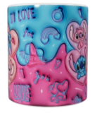 Stitch Valentinstag Keramik-Tasse – Rosa und Blau (330 ml)