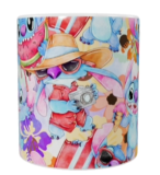 Stitch Keramik-Tasse – Buntes Sommerdesign (330 ml)