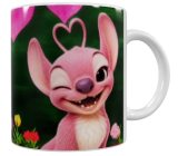 Stitch Keramik-Tasse – Rosa/Grün (330 ml)