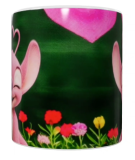 Stitch Keramik-Tasse – Rosa/Grün (330 ml)