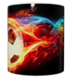 Fußball Keramik-Tasse – Flammen-Design (330 ml)