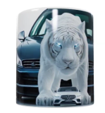 Auto Keramik-Tasse – Schwarz mit Tigerdesign (330 ml)