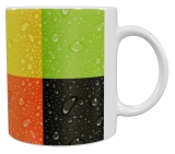 Design Keramik-Tasse – Farbvierecke mit Wassertropfen (330 ml)