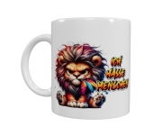 Grimmiger Löwe Keramik-Tasse – „ICH HASSE MENSCHEN“ (330 ml)