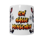 Wütendes Zebra Keramik-Tasse – „Ich hasse Menschen“ (330 ml)