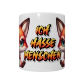 Frecher Fuchs Keramik-Tasse – „Ich hasse Menschen“ (330 ml)