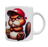 Frecher Biber mit Cap – „Ich hasse Menschen“ Keramik-Tasse (330 ml)