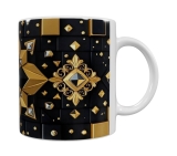 Keramik-Tasse – Schwarzes & Goldenes 3D-Mosaik (330 ml)