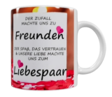 Spruch-Tasse „Freunde & Liebespaar“ – Keramik (330 ml)