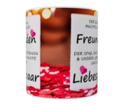 Spruch-Tasse „Freunde & Liebespaar“ – Keramik (330 ml)