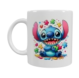 Keramik-Tasse – Niedlicher blauer Stich mit Puzzle-Motiv (330 ml)