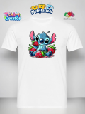 Stitch mit Erdbeeren – Süßes Cartoon T-Shirt Motiv