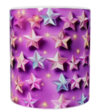 Weihnachts-Keramik-Tasse – Bunte Sternenoptik (330 ml)