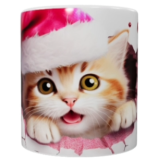 Weihnachts-Keramiktasse mit süßem Kätzchen-Motiv (330 ml)