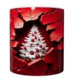 Weihnachts-Keramik-Tasse – Rotes Crack-Design (330 ml)