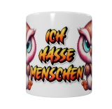 Freche Eulen Keramik-Tasse – „Ich hasse Menschen“ (330 ml)